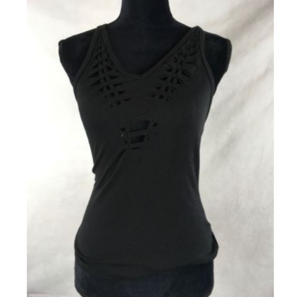 Bisou Bisou Black Tank Size Medium Boho Chic